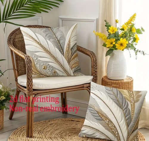 2 Fundas de cojines hojas blanca-grises
